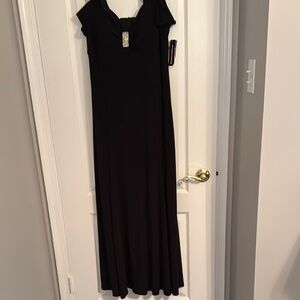 R&M Richards Elegant Cold Shoulder Black Evening Gown w/Diamanté Detail, Size 12
